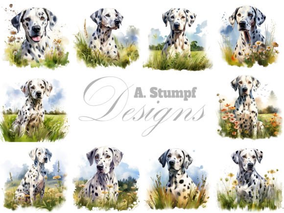 Dalmatian Dog Watercolor Clipart Bundle