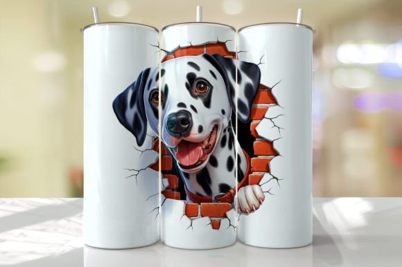 Dalmatian Peeking from Wall Tumbler Wrap SVG File