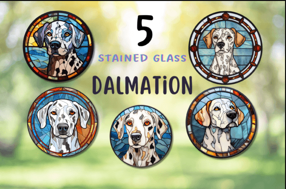 Stained Glass Dalmation Dog PNG Clipart