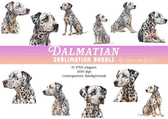 Watercolor Dalmatian Dog SVG Bundle