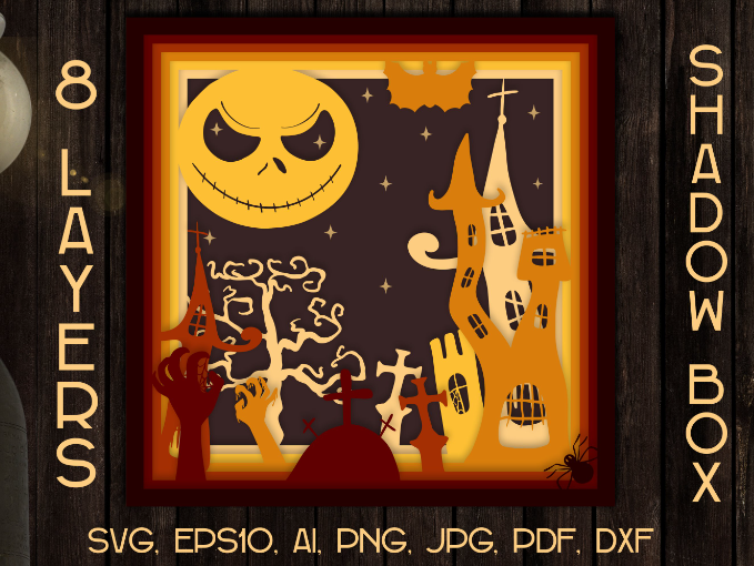 3D Halloween Shadow Box SVG