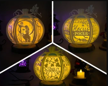 3D Pumpkin Lamp Halloween SVG