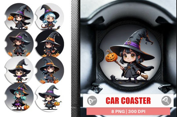 Car Coaster Halloween Spooky Witch