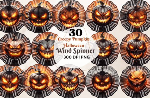 Creepy Pumpkin Halloween Wind Spinner