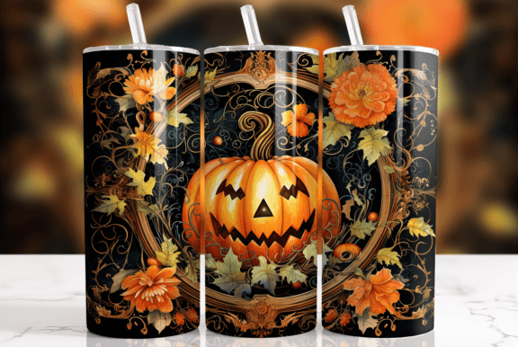 Fall Pumpkin Halloween Tumbler Wrap