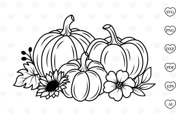 Flower Pumpkin Svg, Fall Svg, Autumn Svg