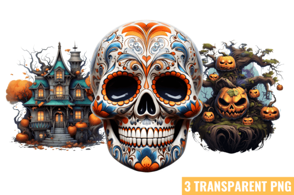 Halloween Skull Clipart Sublimation