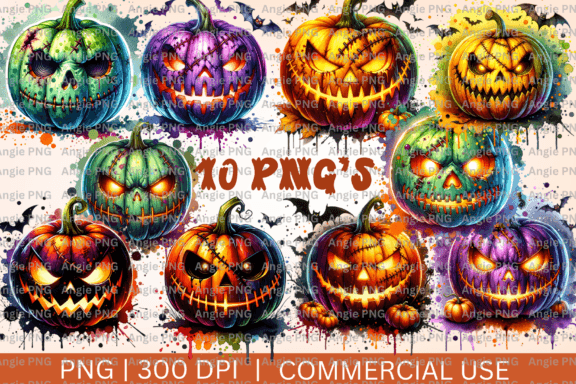 Halloween Spooky Pumpkin PNG Bundle