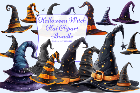 Halloween Witch Hat Clipart Bundle