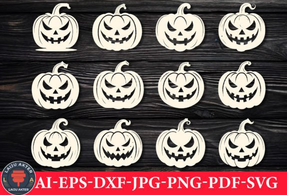 Laser-cut Spooky Pumpkin SVG File