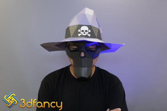 Papercraft Witch Hat Skull 3D