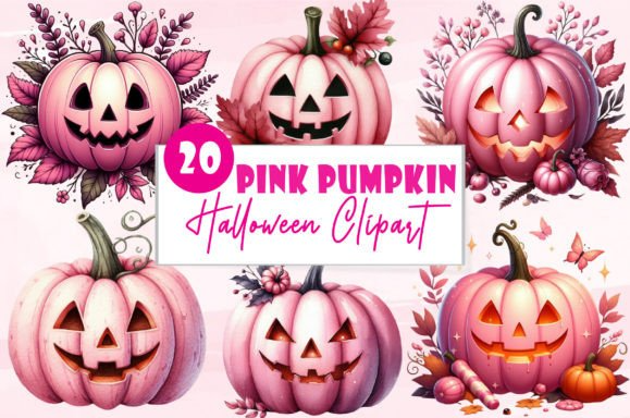 Pink Pumpkin Halloween Clipart PNG