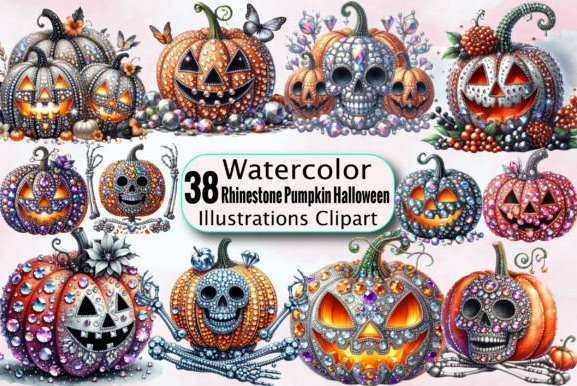 Rhinestone Pumpkin Halloween Sublimation