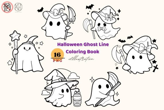 Spooky Ghost Coloring Fun 16 PNG