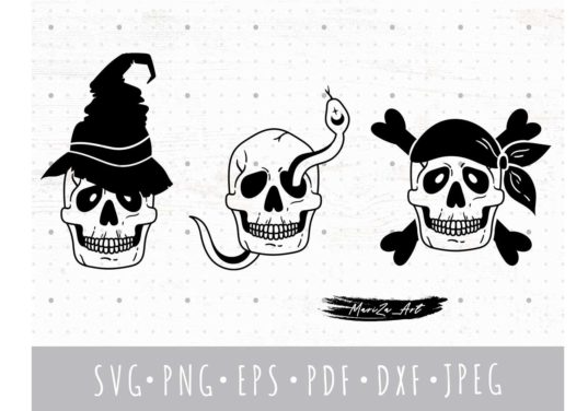 Spooky Halloween Skulls SVG Set