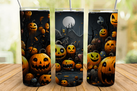 Spooky Pumpkin 20oz Skinny Tumbler Png