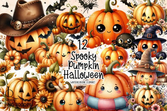 Spooky Pumpkin Halloween Clipart PNG