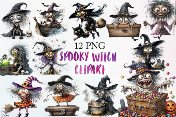 Spooky Witch Clipart Sublimation