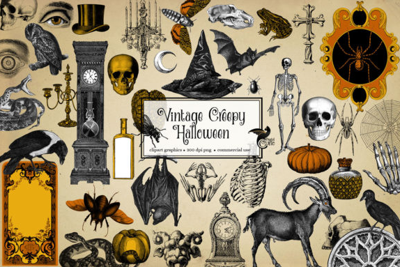 Vintage Creepy Halloween Clipart