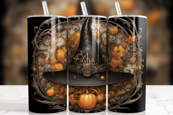 Witch Hat Halloween Tumbler Wrap SVG